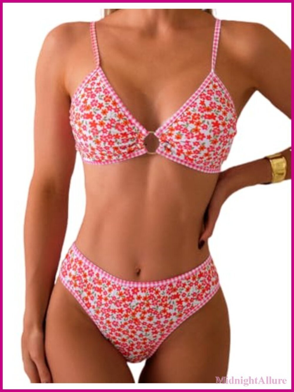 Two Piece Bikini Set O Ring Front Triangle Swimsuits Cheeky Bathing Suit